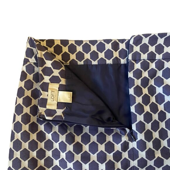 Loft size 2 women's purple and white fully lined A-line skirt with pockets - Picture 10 of 11